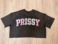 PRISSY Drop Shoulder Distressed Tee - BLK
